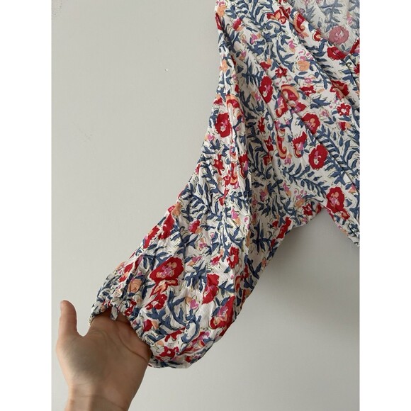 Billabong Safe Bet Surplice Top Floral V-Neck Boho Blouse Size Medium - Picture 6 of 11